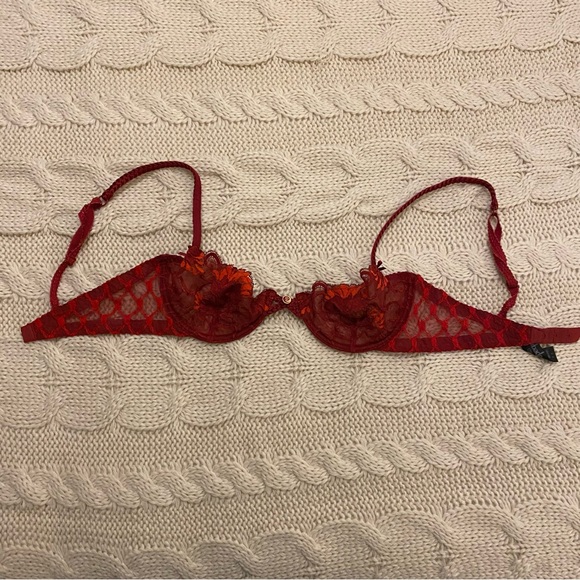 COPY - AUBADE SHEER LACE BALCONETTE BRA in RED - Picture 2 of 9
